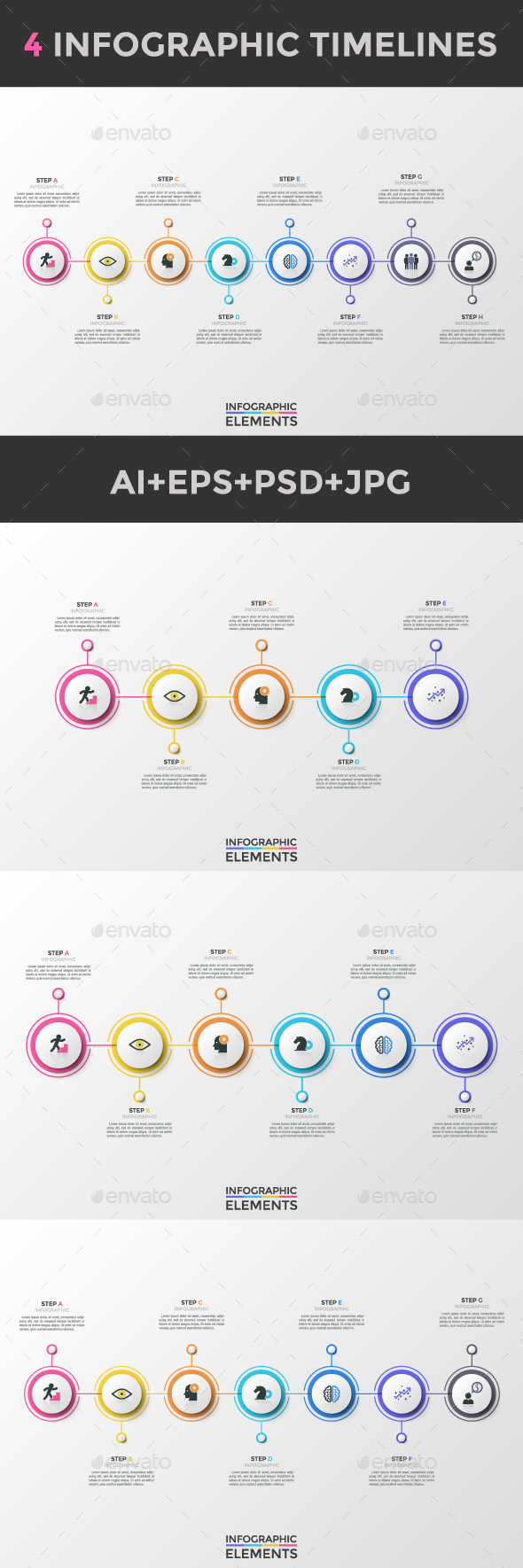 New Minimalism Infographic Timelines (4 Items) - Infographics