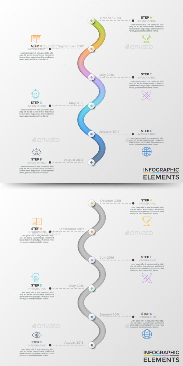 Modern Wave Infographic Process Template - Infographics