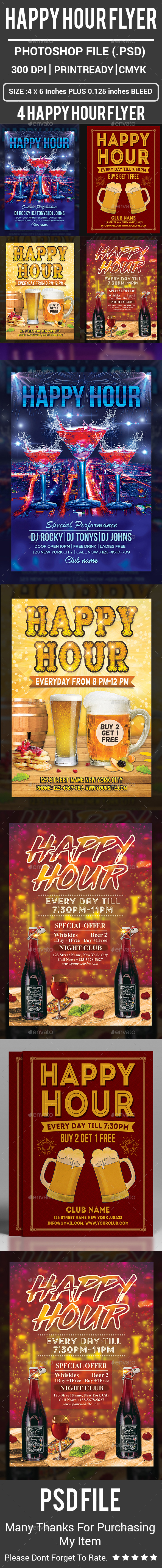 Happy Hour Flyer - Clubs & Parties Events