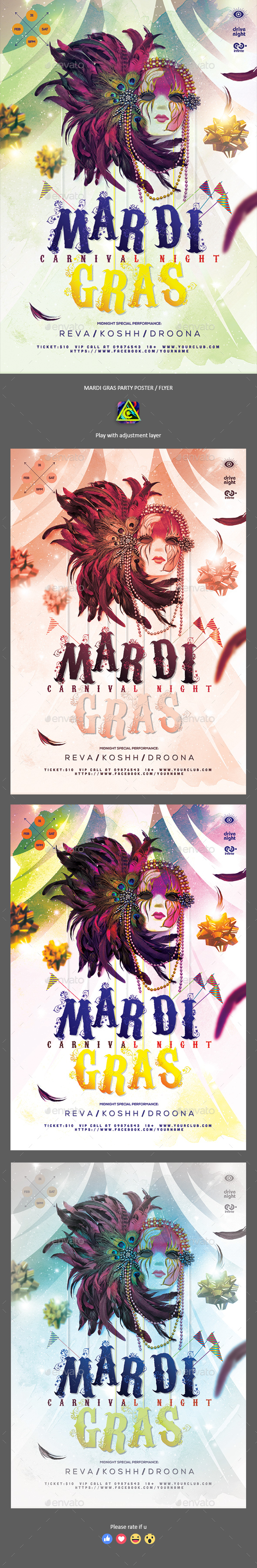 Mardi Gras Poster / Flyer - Events Flyers