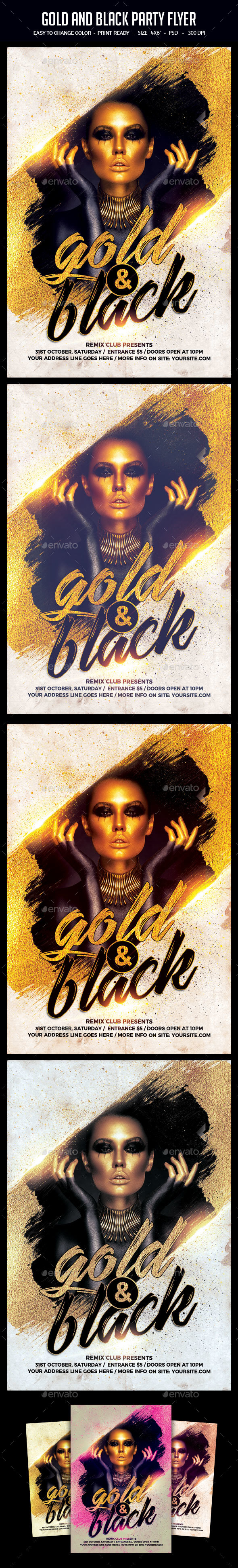 Gold And Black Party Flyer - Clubs & Parties Events