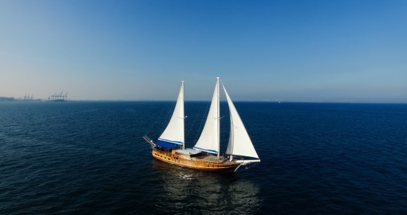 Aerial View of the Palinuro Sailing Ship at Sea