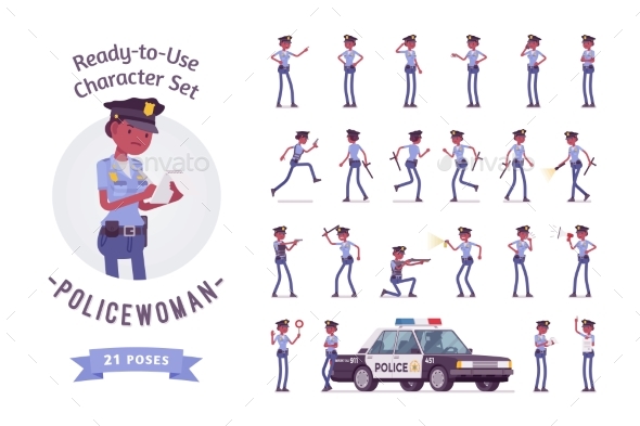 Policewoman Ready-to-Use Character Set - People Characters