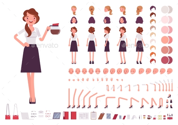 Young Secretary Character Creation Set - People Characters