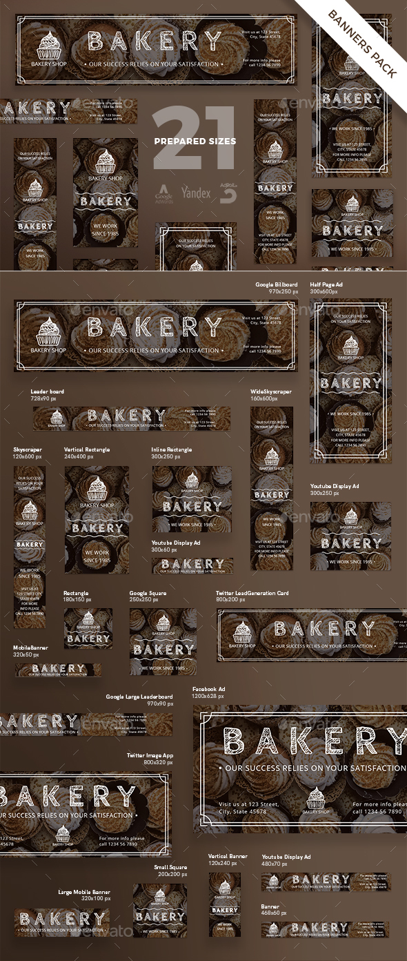 Bakery Banner Pack - Banners & Ads Web Elements