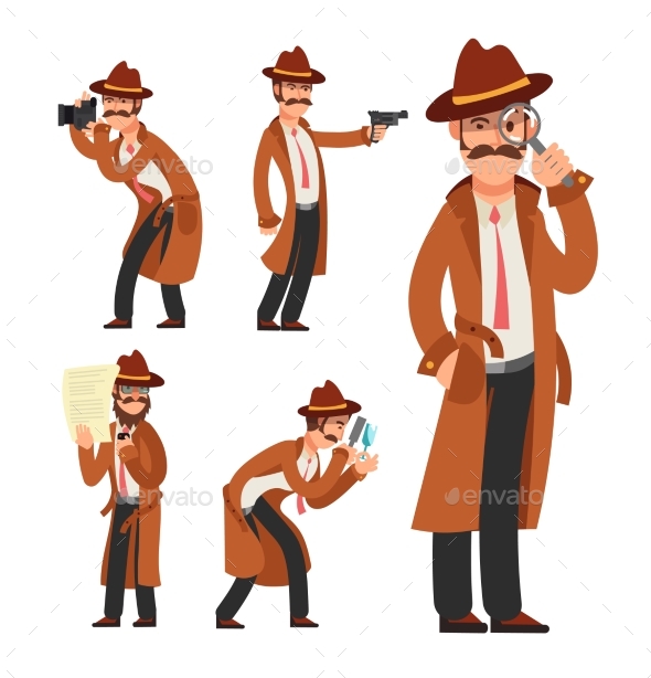 Cartoon Private Detective - People Characters