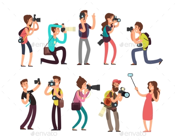 Professional Photographers with Camera - People Characters