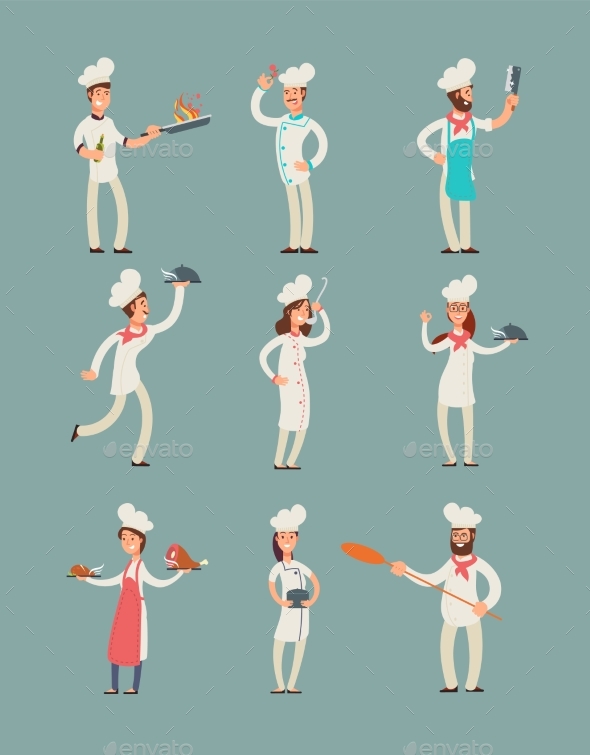 Smiling Restaurant Chefs - People Characters