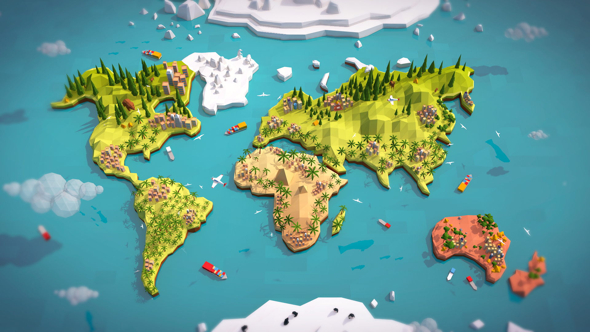 Cartoon Low Poly Earth World Map by AntonMoek | 3DOcean