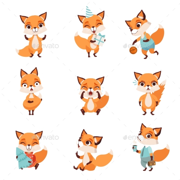 Foxes Showing Various Emotions - Animals Characters