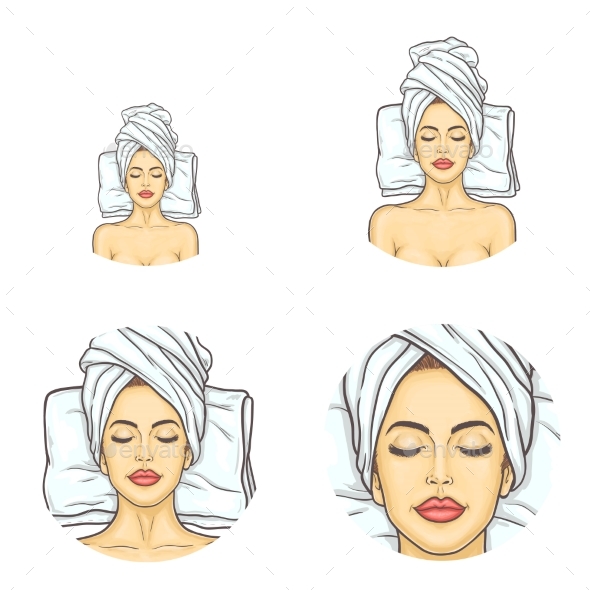Vector Set of Female Avatars in Pop Art Style - People Characters