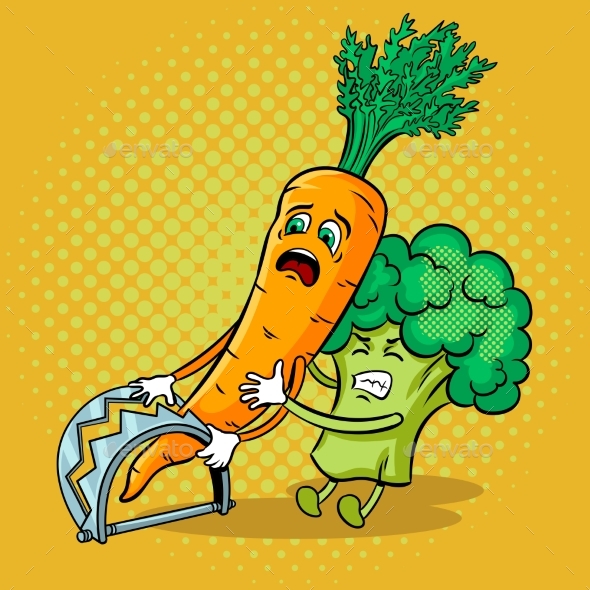 Carrot in Trap Pop Art Vector Illustration - Food Objects