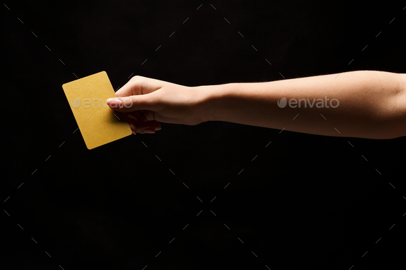 Closeup of female hand holding blank plastic card - Stock Photo - Images