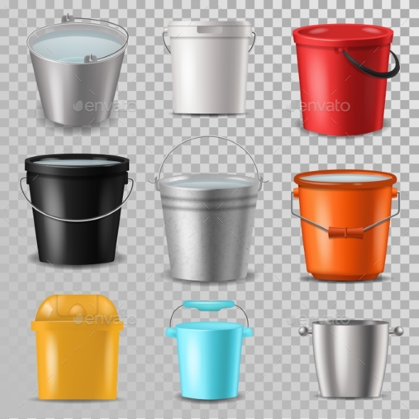 Bucket Vector Bucketful and Bitbucket Plastic Pail - Miscellaneous Vectors