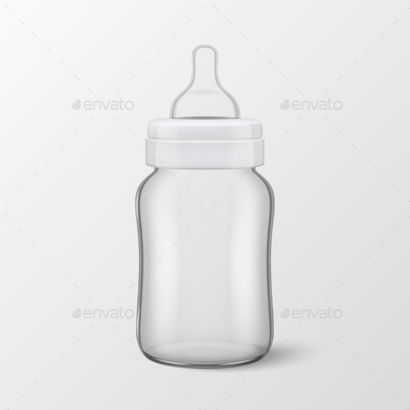 Vector Realistic Blank Baby Bottle Icon Closeup - Food Objects