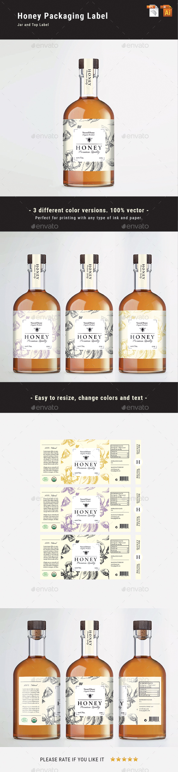 Honey Packaging Label - Packaging Print Templates