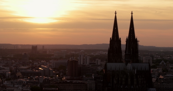 Twin Towers of Cologne Dom Cathedral in Roman Gothic Style