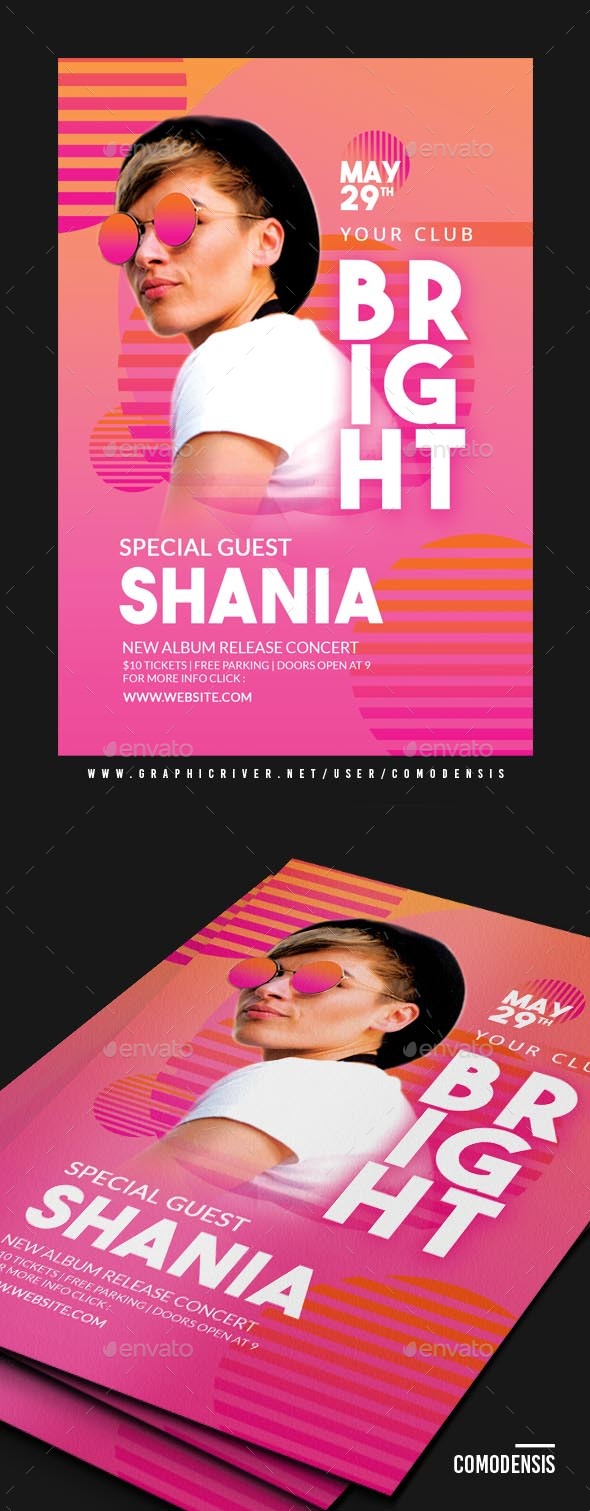 Neon Bright Guest DJ Club Flyer - Clubs & Parties Events