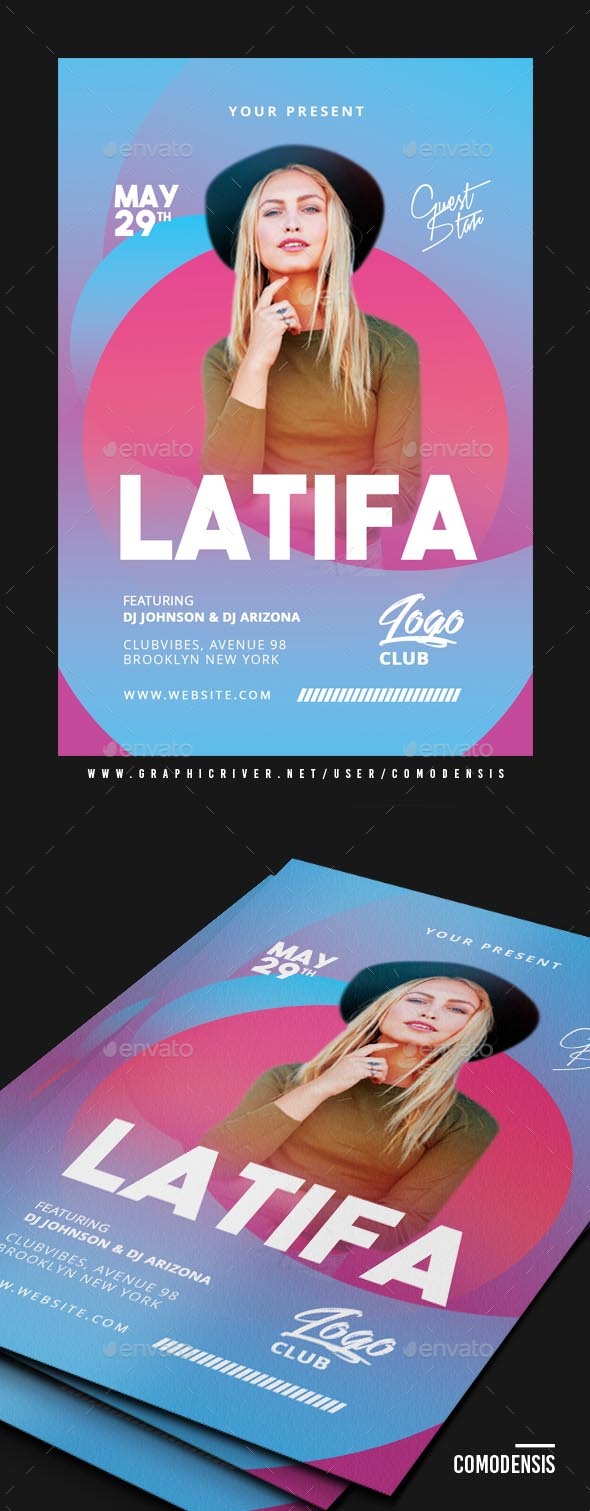 Neon Bright Guest DJ Club Flyer - Clubs & Parties Events