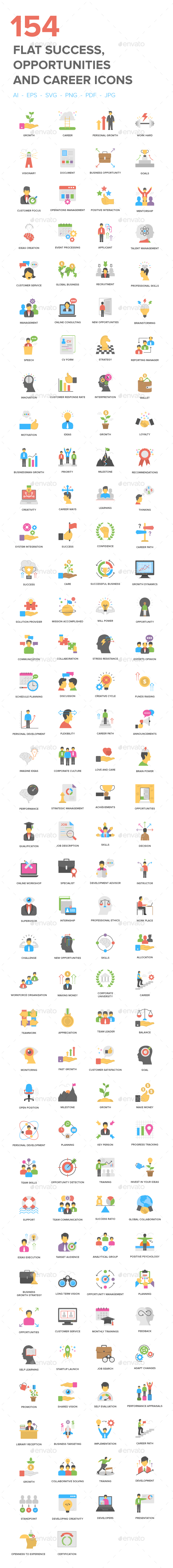 Flat Success and Opportunities Icons - Icons