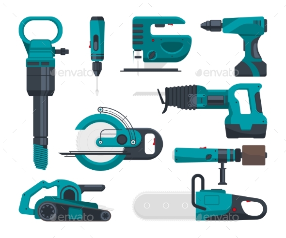 Construction Electro Tools for Repair. Vector - Objects Vectors