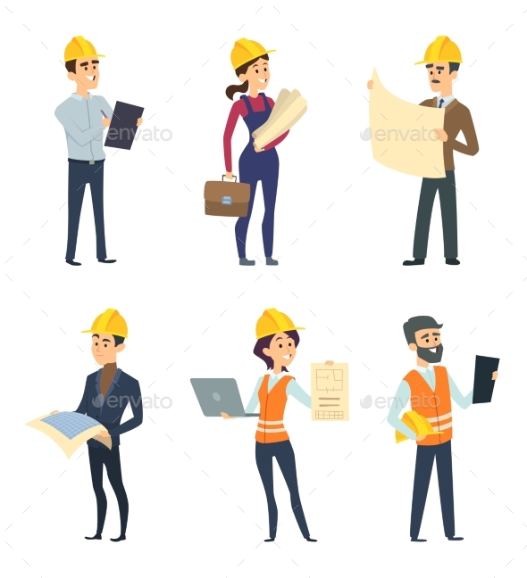 Male and Female Workers of Engineers and Other - People Characters