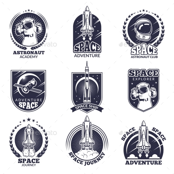 Monochrome Labels for Astronauts - Travel Conceptual