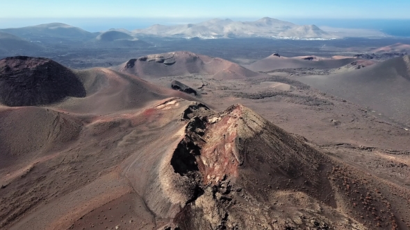 Flying Over Volcanoes Near Timanfaya National Park, Stock Footage ...