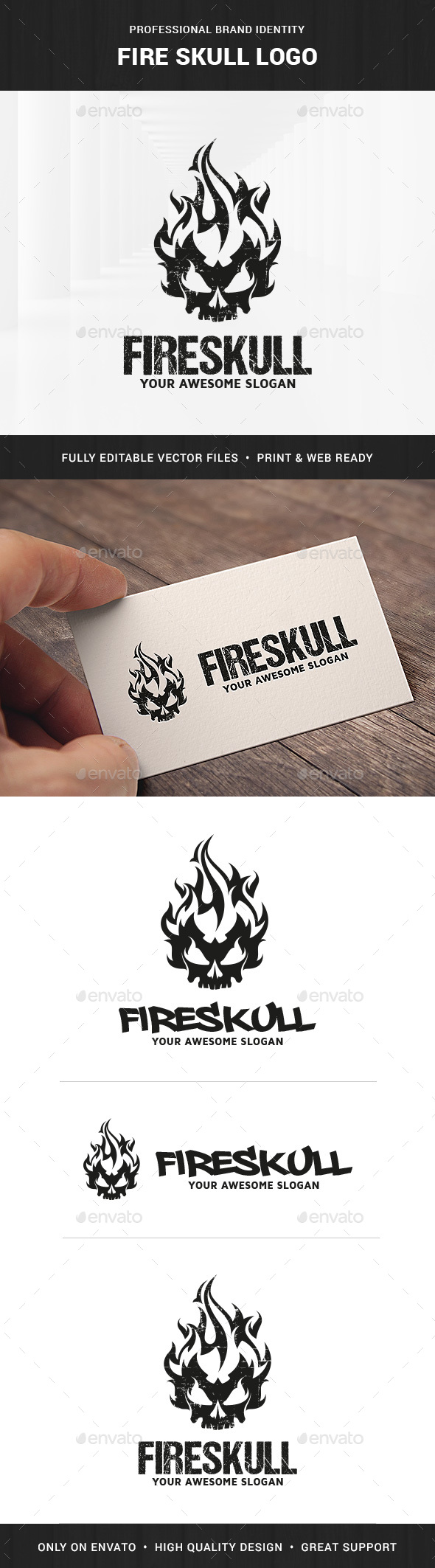 Fire Skull Logo Template - Humans Logo Templates