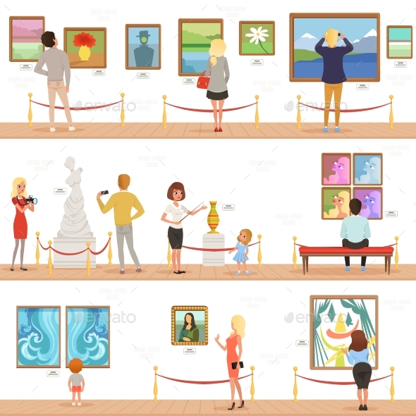 Cartoon Visitors and Guide Characters in Art - People Characters