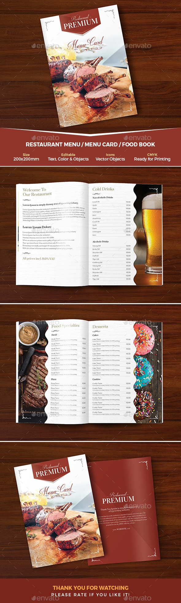 Restaurant Menu / Menu Card - Food Menus Print Templates