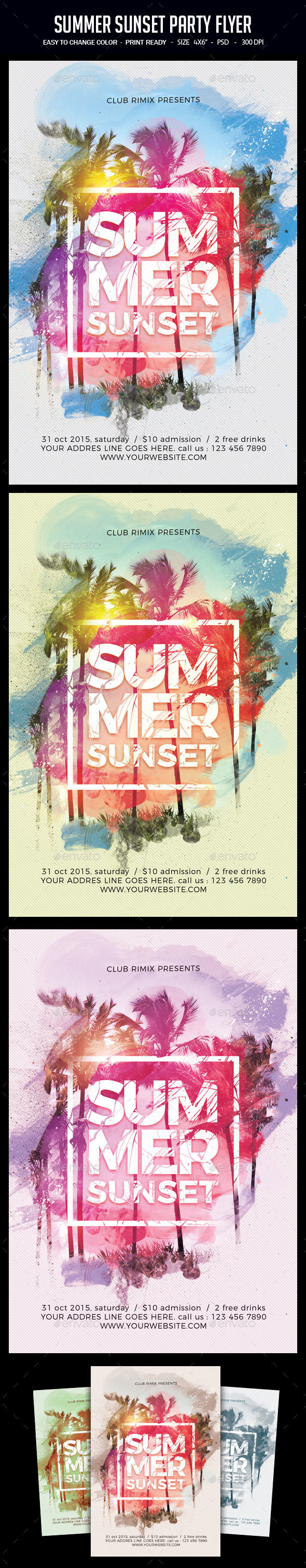 Summer Sunset Party Flyer - Clubs & Parties Events