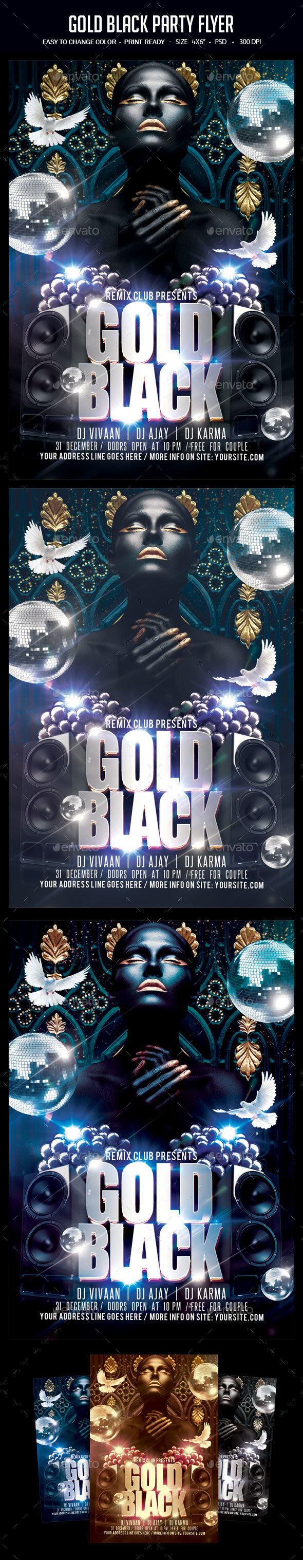 Gold Black Party Flyer - Clubs & Parties Events