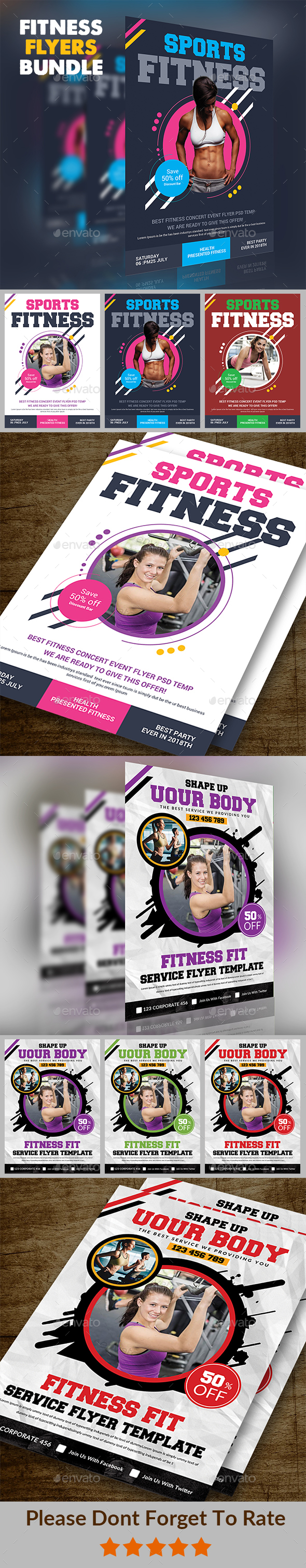 Fitness Flyers Bundle template - Sports Events