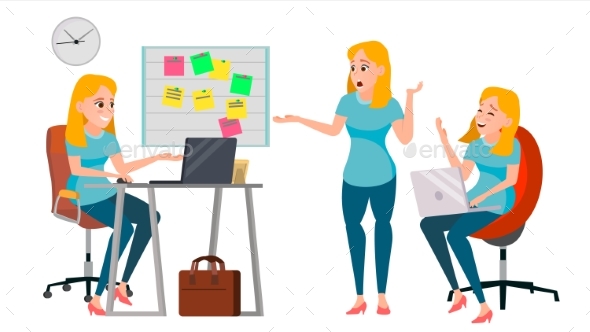 Business Woman Character Vector. Working Female - Business Conceptual