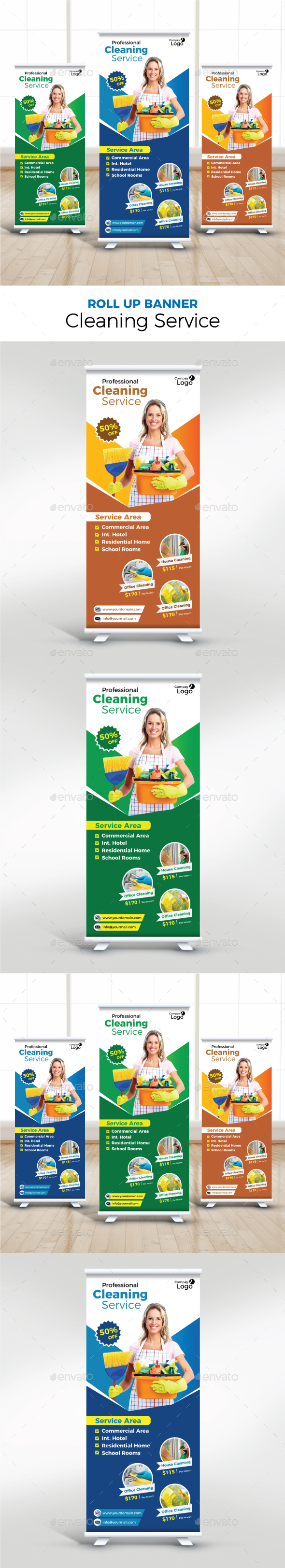 Cleaning Service Roll Up Banner - Signage Print Templates
