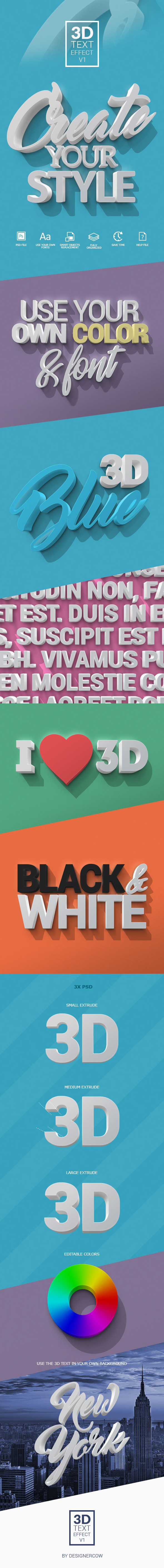 3D Text Effect V1 - Text Effects Actions