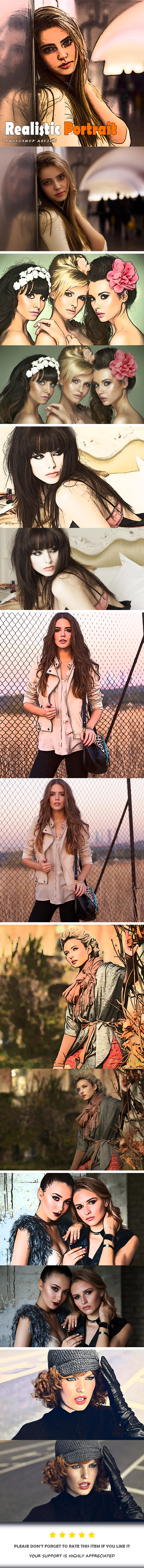 Realistic Portrait | Photoshop Action - Photo Effects Actions