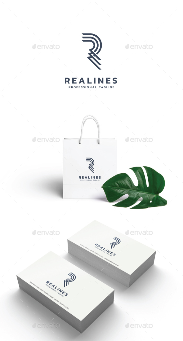 Letter R - Real Lines Logo - Letters Logo Templates