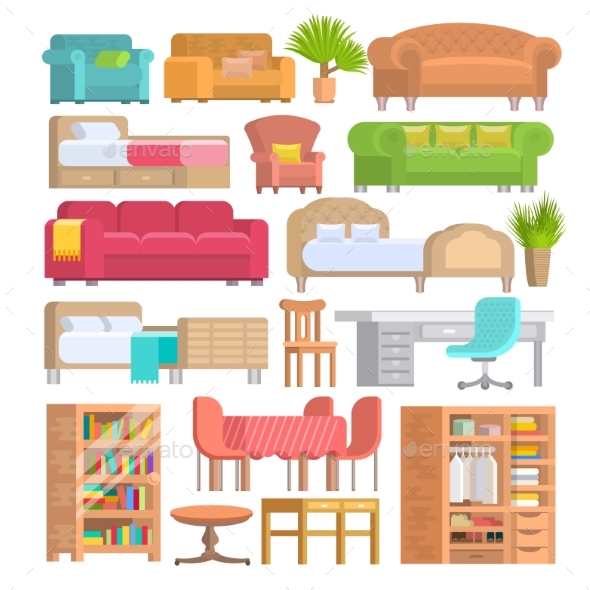 Furniture Vector Furnishings Design of Bedroom - Man-made Objects Objects