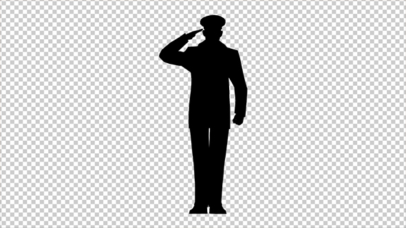 US Army General Silhouette With Hand Gesture Saluting