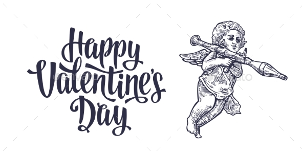 Valentines Day and Angel with a Grenade Launcher - Miscellaneous Vectors