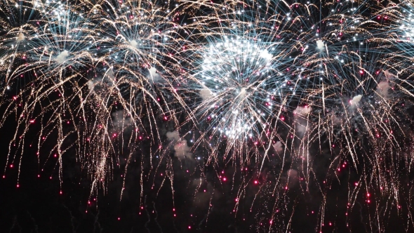 Colorful Fireworks Exploding in the Night Sky. Celebrations and Events in Bright Colors alt