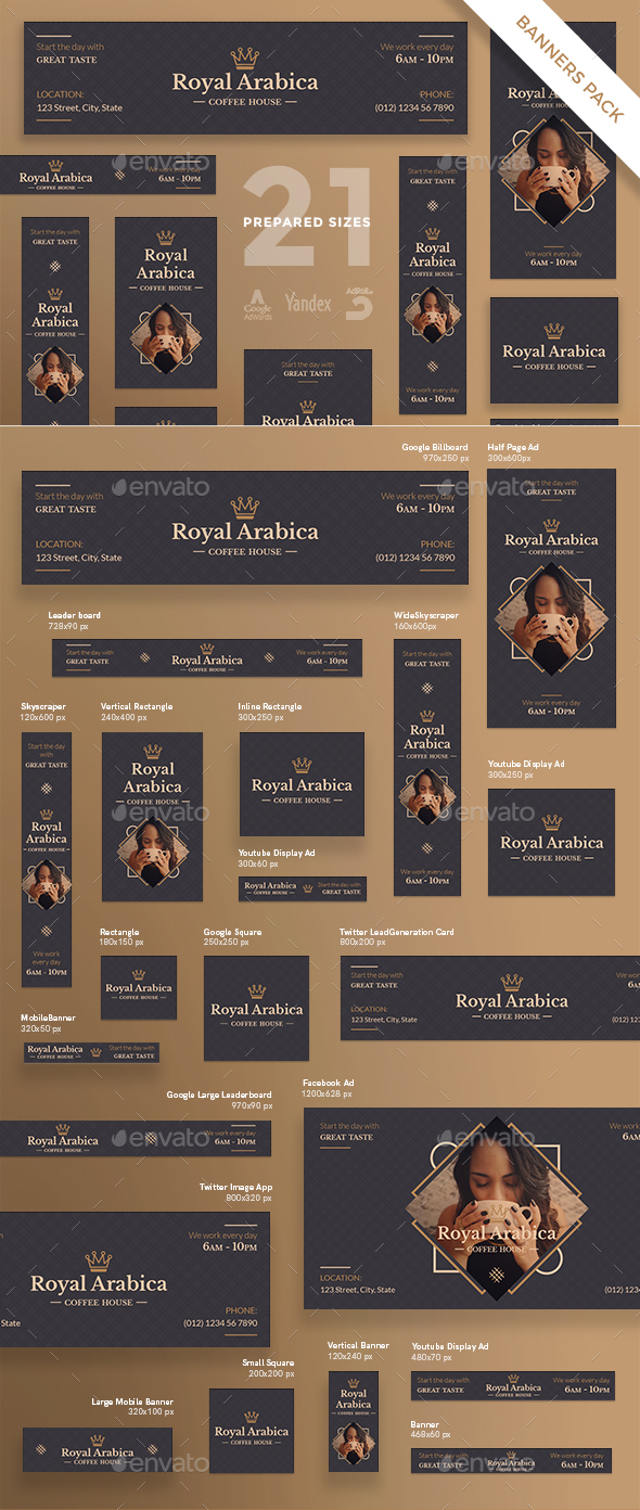 Coffeehouse Banner Pack - Banners & Ads Web Elements