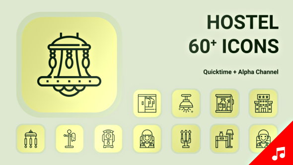 Hostel Hotel Booking Motion Graphics Icons