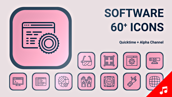 Software Coding Programming Icon Set - Line Motion Graphics Icons