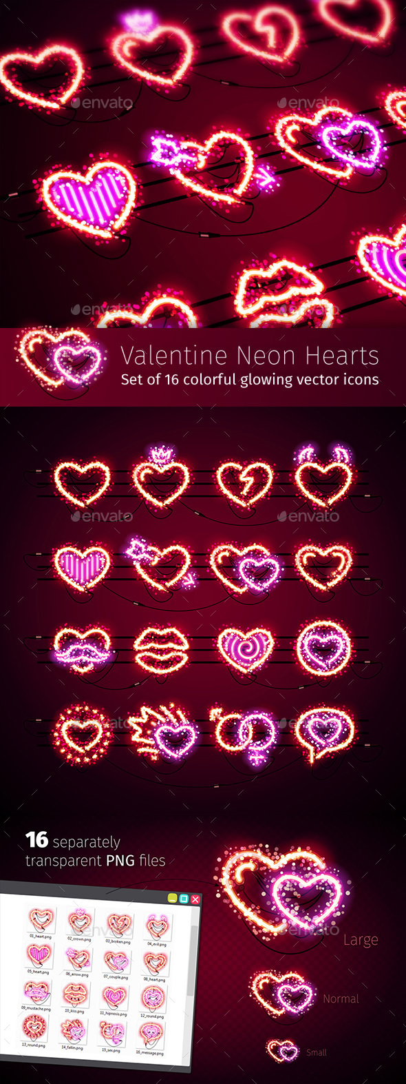 Valentine Icons with Glitter - Miscellaneous Icons