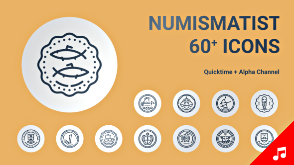 Numismatist Coin Collection Icon Collection - Line Motion Graphics Icons