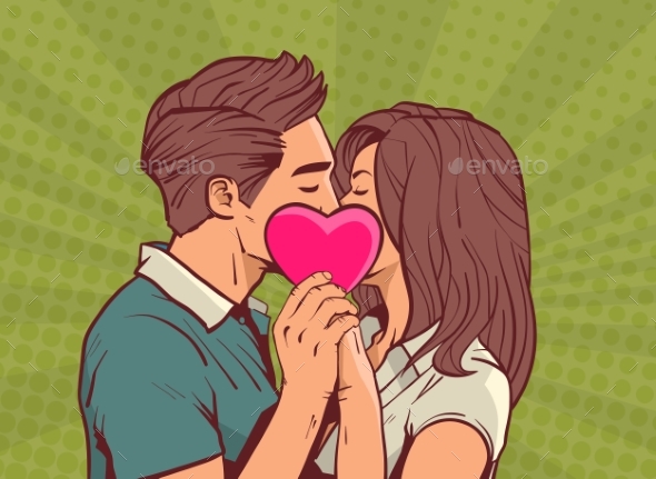 Young Couple Kissing - Miscellaneous Vectors