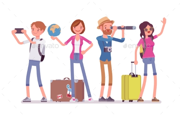 Travelers Group with Luggage - Travel Conceptual